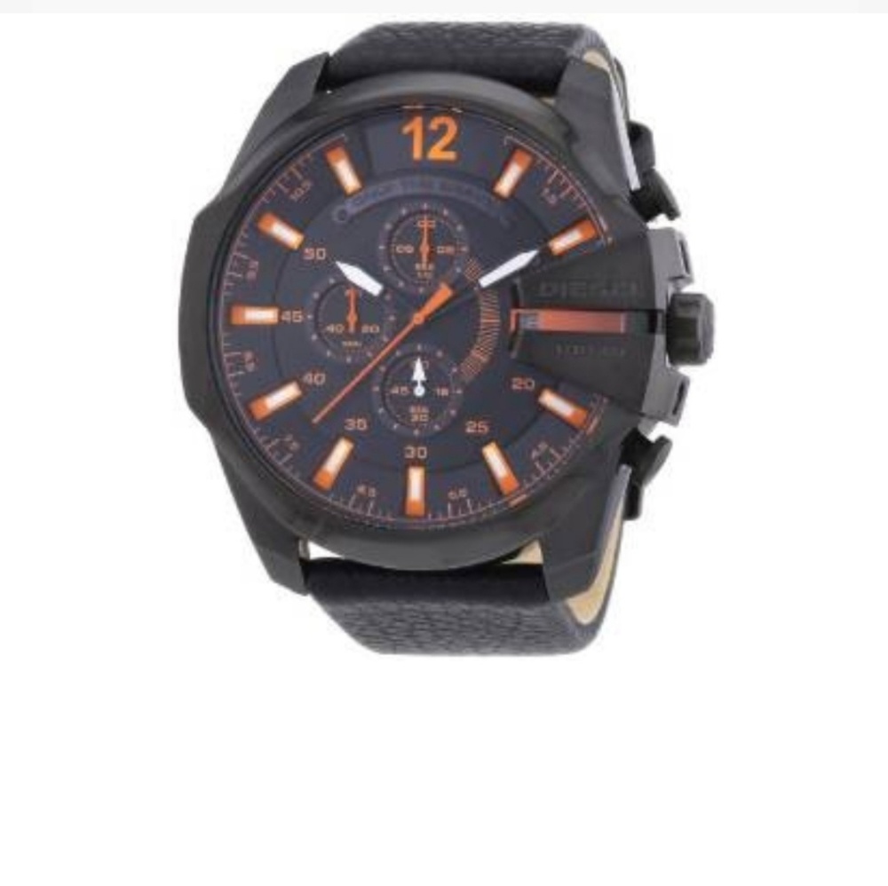 Diesel Men's Chronograph Black Leather Watch DZ429